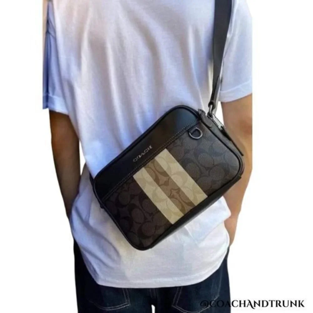 COACH Graham Crossbody In Blocked Signature Canvas With Varsity Stripe NWT